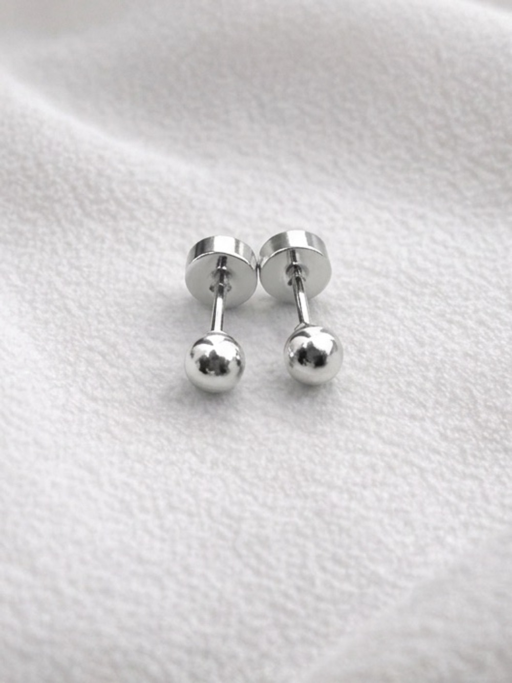 Silver plated stainless steel ball screw back stud earrings